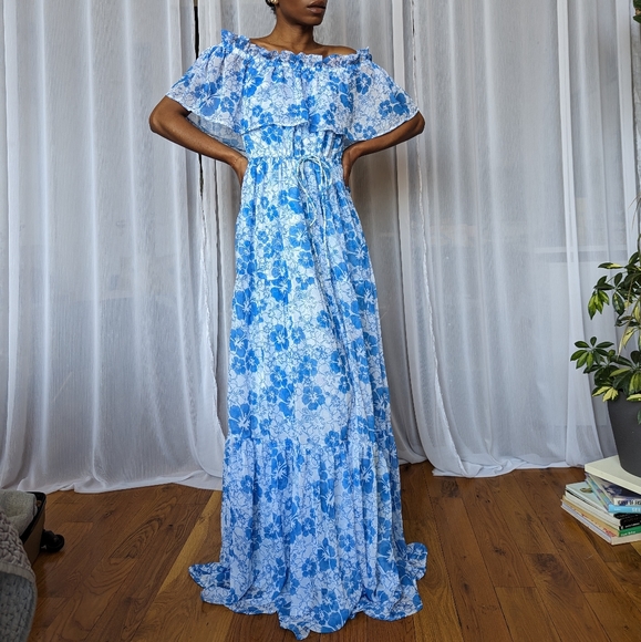 All Things Mochi Dresses & Skirts - NWT Resortwear Blue Floral Maxi Dress - All Things Mochi | Size Small